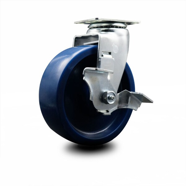 6 Inch Solid Polyurethane Swivel Caster with Ball Bearing and Brake SCC